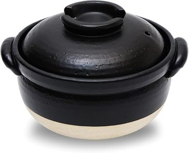 Japanese Donabe Rice Cooker: 1-2 Cup, Double-Lidded, Microwave-Safe
