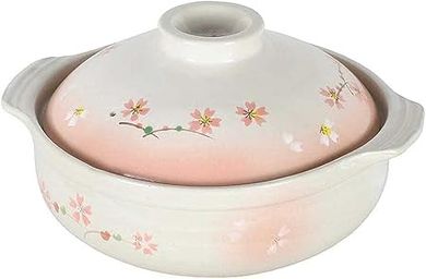 Sakura Donabe Hot Pot: 3-4 Serving Clay Pot with Lid
