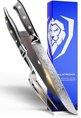 DALSTRONG Shogun Elite 9" AUS-10V Damascus Carving Set with Sheath