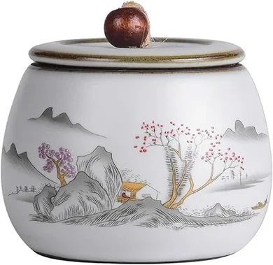 Airtight Ceramic Tea Caddy (6 oz) for Tea, Coffee, & Spices
