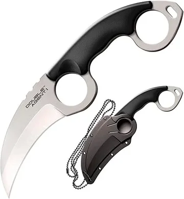 Cold Steel Double Agent Karambit: Lightweight, durable AUS8A steel fixed blade knife with Kray-Ex handle and Secure-Ex sheath.