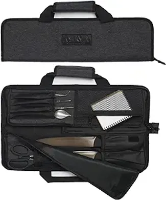 Asaya Chef Knife Roll: 12-Pocket, Lightweight & Durable Nylon Travel Bag
