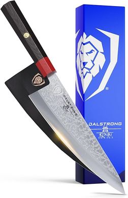 Dalstrong Ronin Series 8" AUS-10V Damascus Chef Knife with G10 Handle and Acacia Wood Sheath
