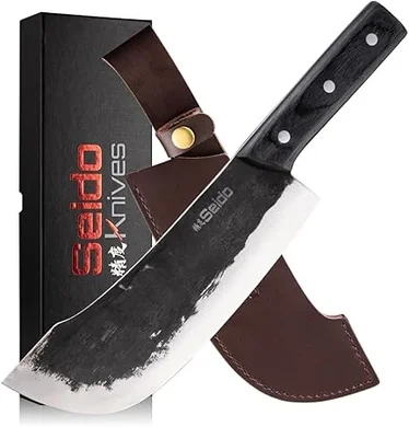 Seido Nikushoku Butcher Knife: 8" Meat Cutter for Outdoor Use