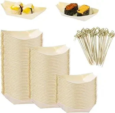 Bamboo Sushi Boat with Picks (5.7")