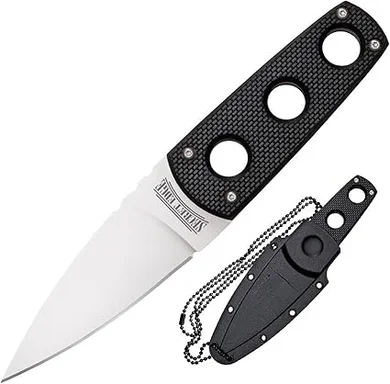 COLD STEEL Secret Edge Durable Lightweight Japanese AUS8A Steel Drop Point 3.5" Fixed Blade Tactical Outdoor Hunting Concealed Carry Neck Knife, Griv-Ex Handle, Secure-Ex Sheath