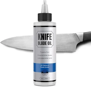 American-made food-grade knife oil & lubricant: protects carbon & steel blades from rust, 8oz.