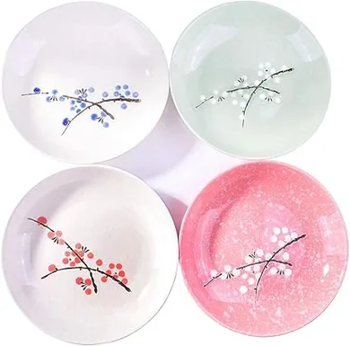 8-Inch Japanese Porcelain Dinner Plates (Set of 4)