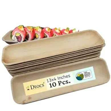 Eco-Friendly Palm Leaf Sushi & Appetizer Platter Set (10)
