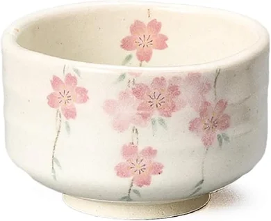 Yamaki Ikai Matcha Bowl: Shunyama Cherry Blossom, 4.7" diameter