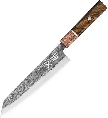 Premium 8" Japanese Kiritsuke Chef Knife: High-Carbon Steel, Versatile Cutting for Meat & Vegetables. Perfect Gift.