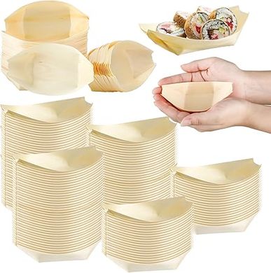 Hoolerry Disposable Bamboo Boat Plates (500 pcs, 4"):  Sushi, Food Serving Trays
