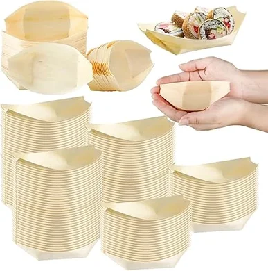 Hoolerry Disposable Bamboo Boat Plates (500 pcs, 4"): Sushi, Food Serving Trays