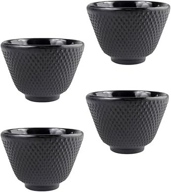 Handcrafted Japanese Cast Iron & Ceramic Tea Cup Set (4 Pcs)
