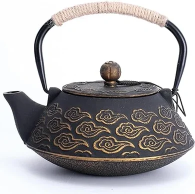 Enameled Cast Iron Teapot with Infuser (Clouds Pattern, 27oz/800ml)