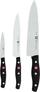 ZWILLING Twin Signature 3-Piece Knife Set: Razor-sharp, German-made steel, dishwasher safe.