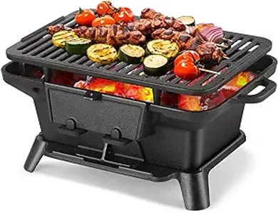 Portable Cast Iron Hibachi Grill:  Small, Pre-Seasoned, for Camping & Yakitori
