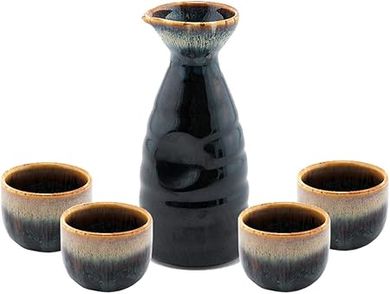 Happy Sales Japanese Ceramic Sake Set: Waterfall Design
