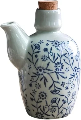 Japanese Porcelain Soy Sauce & Oil Dispenser with Cork