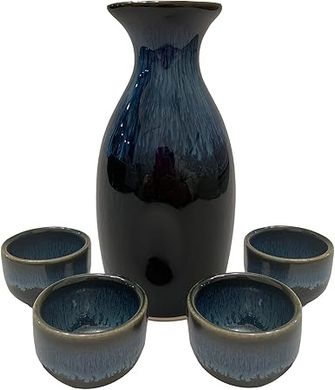 Japanese Sake Set - 5 Piece Set - Ceramic Sake Glasses