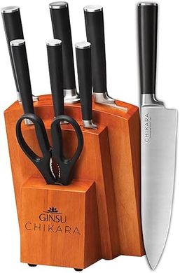 Ginsu Chikara 8-Piece Forged Japanese Knife Set with Bamboo Block
