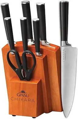 Ginsu Chikara 8-Piece Forged Japanese Knife Set with Bamboo Block