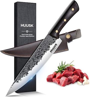 Huusk Japanese Gyuto: 8" Hand-Forged High-Carbon Steel Chef Knife
