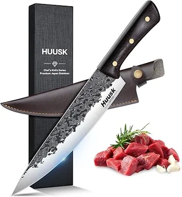Huusk Japanese Gyuto: 8" Hand-Forged High-Carbon Steel Chef Knife