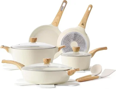 Sensarte 14-Piece Ceramic Cookware Set: Healthy, Non-Stick, Induction-Ready.