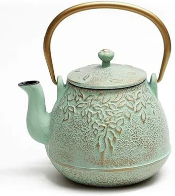 Elegant 32oz Cast Iron Teapot with Stainless Steel Infuser
