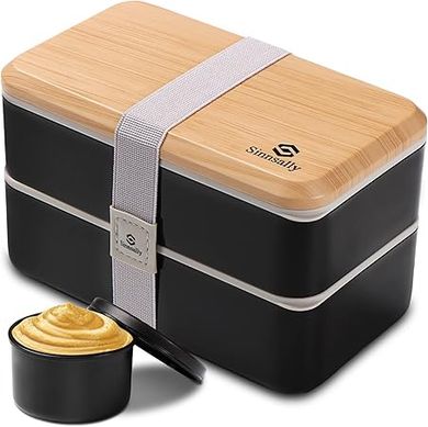 Sinnsally 47oz Stackable Bento Box: Leakproof, Microwave & Dishwasher Safe.
