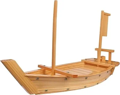 Kichgather Wooden Sushi Boat: 27.6" Serving Tray for Home & Restaurant