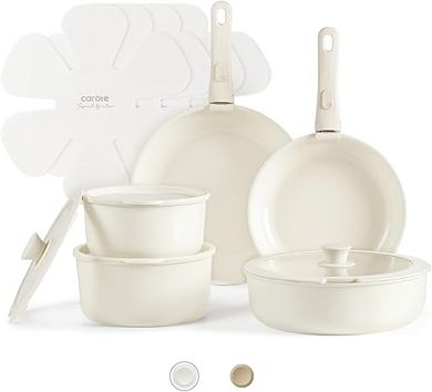 CAROTE 15-Piece Ceramic Non-Stick Cookware Set with Detachable Handles (Oven & Dishwasher Safe)
