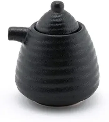 Japanese Style Ceramic Oil/Soy Sauce Dispenser (Black, 5 oz)