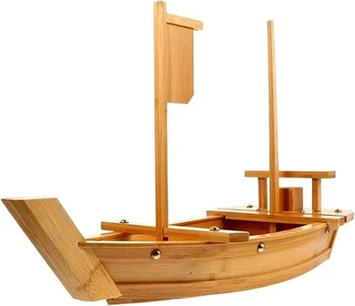 24-Inch Wooden Sushi Boat Serving Tray: Perfect for sushi restaurants or home parties.