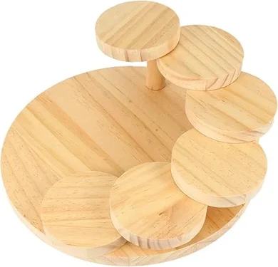 Rotating Wooden Sushi Tray: 6-Step Server for Restaurants & Home